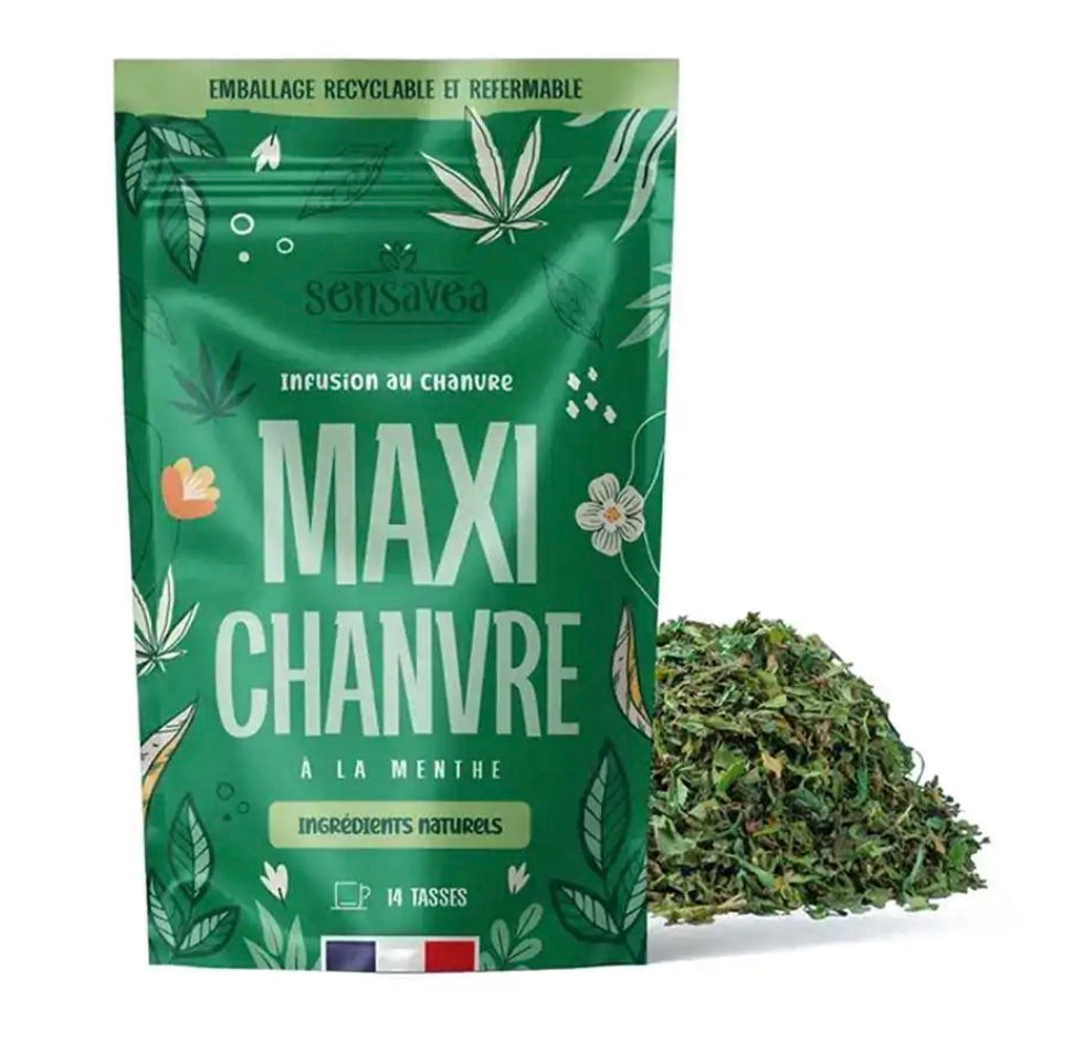 Tisane CBD bio "Maxi Chanvre à la Menthe". SENSAVEA