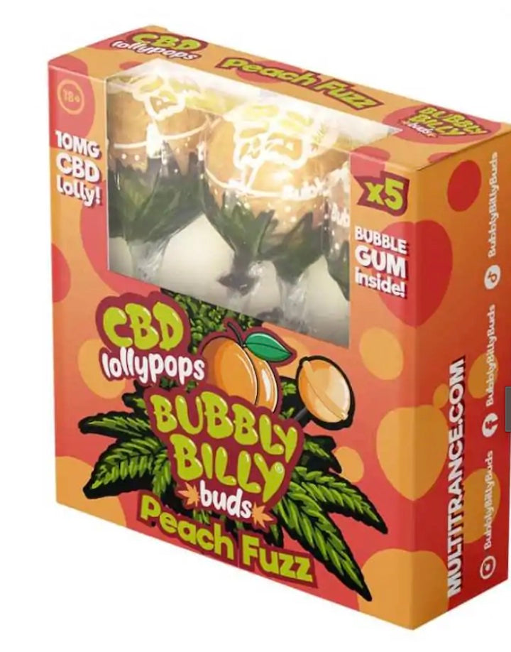 Sucettes CBD Peach Fuzz de BUBBLY BILLY