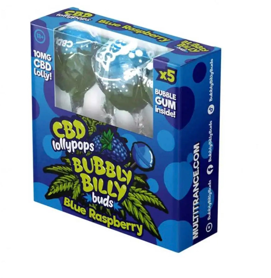 5  sucettes CBD Bubblly Billy "Blue Raspberry"